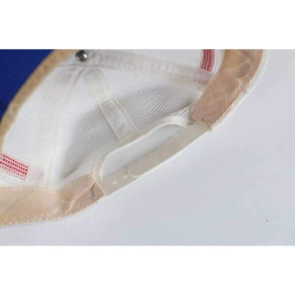 Vintage 70s 80s Distressed 3 Stripes Heating AC Flag Trucker Snapback Hat USA - Picture 9 of 9